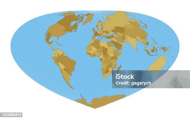 World Map Bottomley Projection Stock Illustration Download Image Now world-map-bottomley-projection-stock-illustration-download-image-now