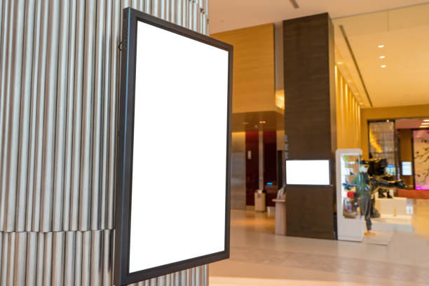 blank white television screen or digital media blank billboard for advertising at department store - led panel photos et images de collection
