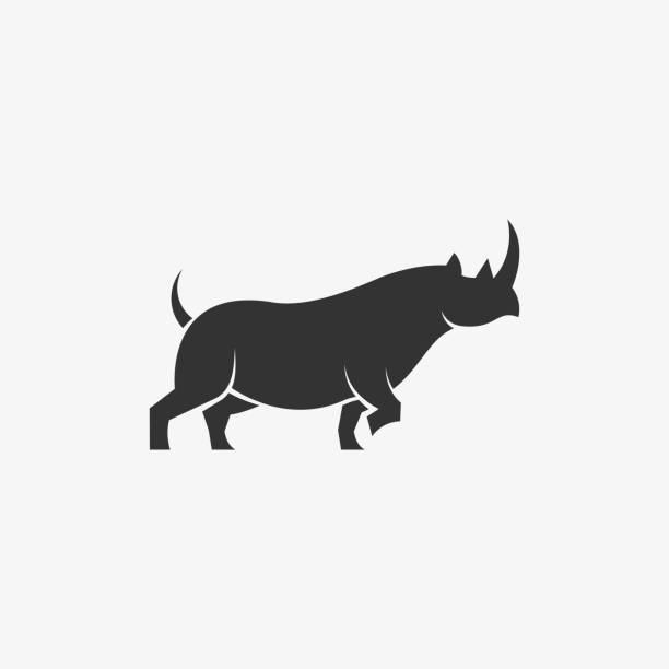 вектор иллюстрация rhino элегантный стиль силуэта. - mammals stock illustrations