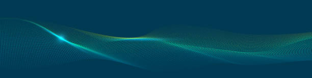 istock Vector colorful particle wave in blue and green color on cyan background 1203898559