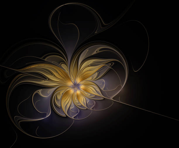 istock Abstract fractal golden flower on a dark background 1203898703