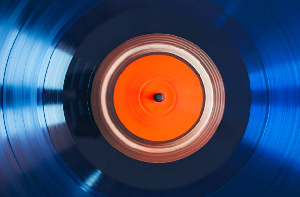 istock Close up of blue vinyl record 1203903522