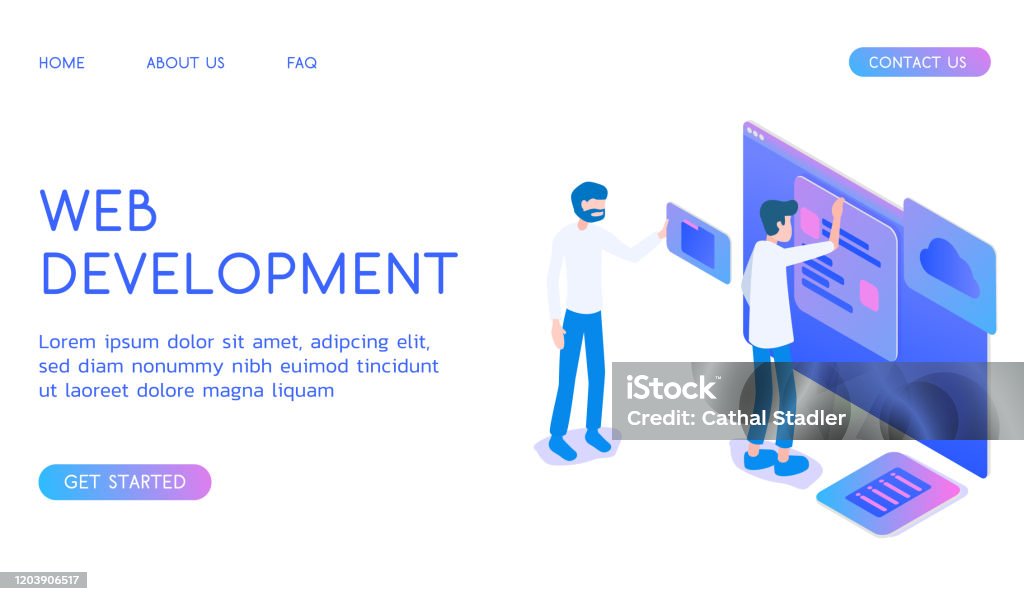Stylish Gradient Isometric Vector Web Development And Ui Ux Design With ...