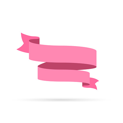 Pink Ribbon Graphics Staight Pink Ribbon Isolated On White Background Design Element Stock ...