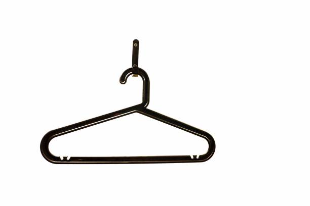istock A black plastic coat hanger with a trouser bar on white isolated background 1203919987