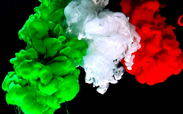 istock Flag of Italy from colored ink on a black background. 1203927655