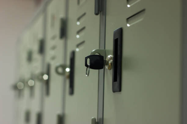 istock Close the locker in the gym with a lock. 1203928541