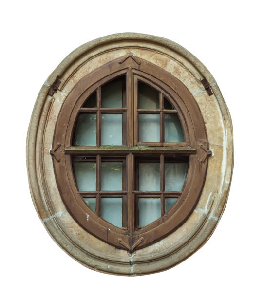 istock Old retro window isolated on white background 1203931526