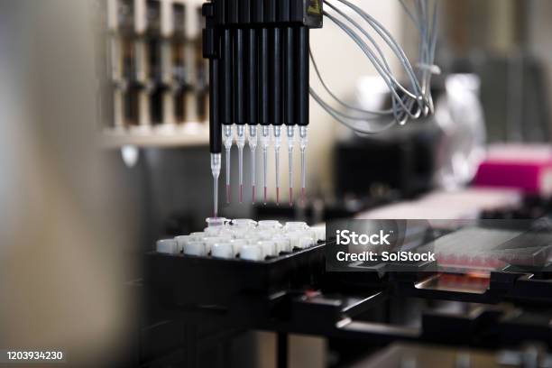 Genomic Laboratory Equipment Stock Photo - Download Image Now - Genomics, Scientific Experiment, Medical Test