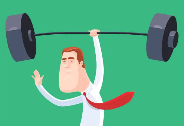 Vector illustration of businessman weightlifting