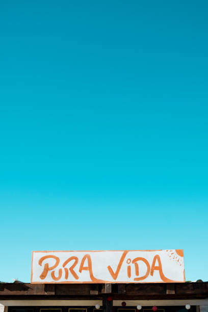 istock text pure life in spanish in a sign 1203935930
