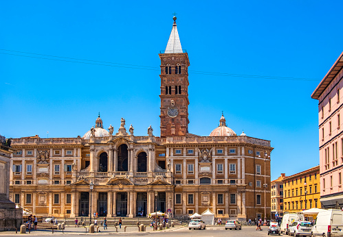 Rome, Italy - 2019/06/16: Papal Basilica of St. Mary Major - Basilica Papale di Santa Maria Maggiore - on the Esquiline hill in the historic Rome