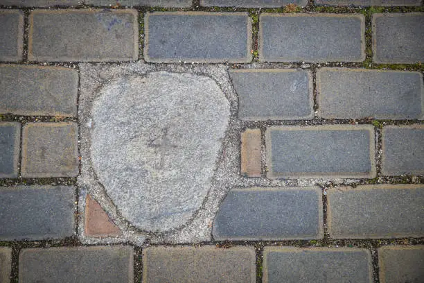 Photo of Stray boulder, stone placed where the gallows located in the old times on main square of Ceske Budejovice town