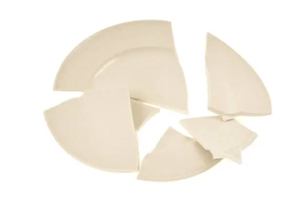 Photo of Broken plate on white background