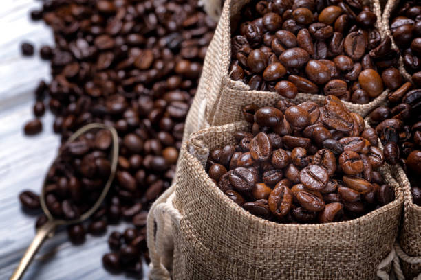 istock Jute bags filled with coffee beans 1203949777