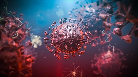 3d de brote de coronavirus y virus de la gripe. concepto médico photo