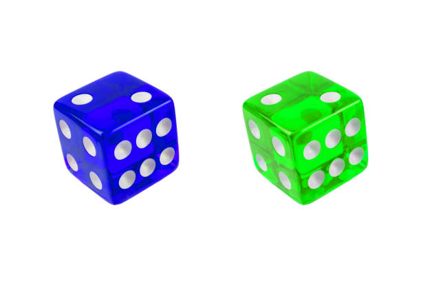 Set of game dice made of glass with various color combinations / full clipping for design