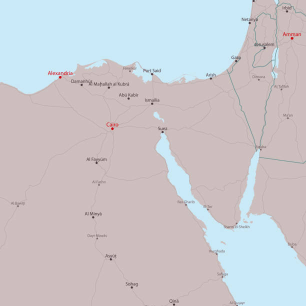 Travel Vector Map Alexandria Sharm El Sheikh Travel Vector Map Alexandria Sharm El Sheikh.
All source data is in the public domain.
Made with Natural Earth. 
http://www.naturalearthdata.com/about/terms-of-use/ israel egypt border stock illustrations