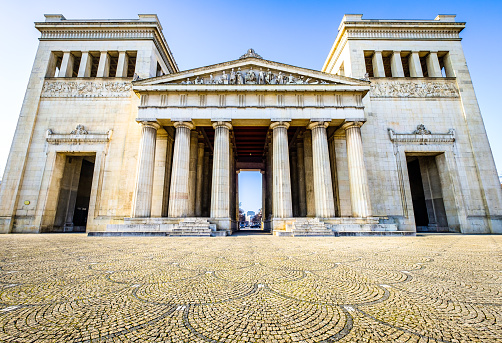 famous propylaen building in munich at the konigsplatz - propylon