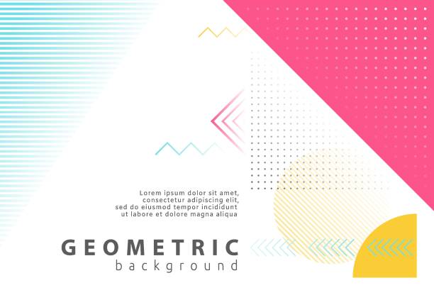 ネオスタイルの背景。抽象的な形状の構成で明るいカバー。パステルカラーのベクトルイラスト。幾何学的形状のテンプレート、流行のファッション80-90sのパターン - m3点のイラスト素材／クリップアート素材／マンガ素材／アイコン素材