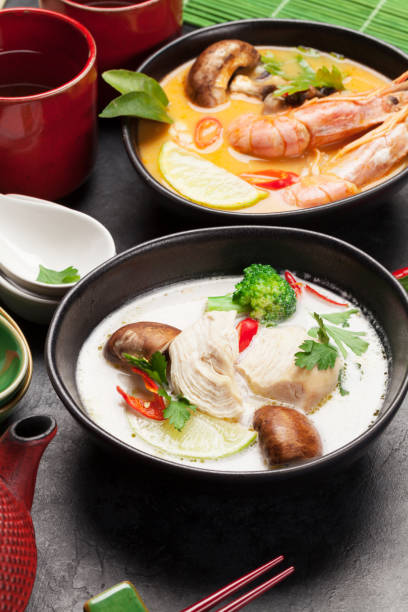 istock Tom Yum and Tom Kha traditional Thai soups 1203963681