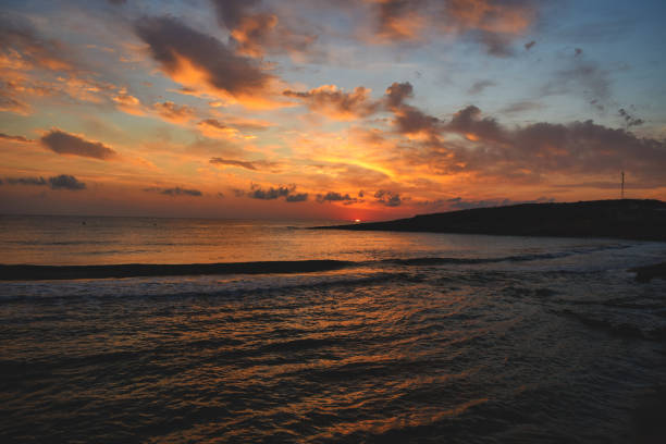 istock Romantic sunset sky and tropical sea at dusk 1203963728