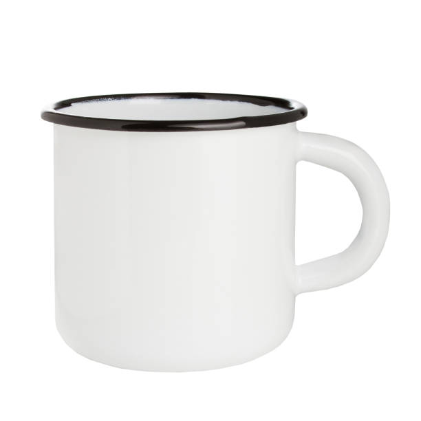 taza de esmalte blanco aislado sobre fondo blanco - enamel fotografías e imágenes de stock