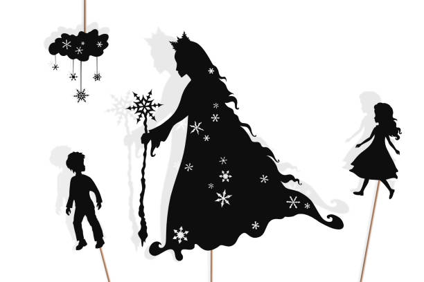 снежная королева повествования, тени куклы - snow maiden stock illustrations