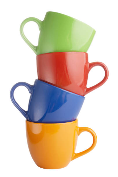istock Colorful cups isolated on white background 1203965205