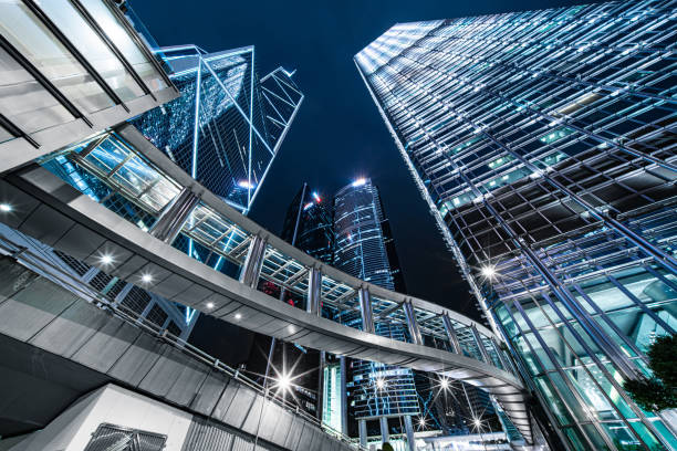 istock Night city view of Central District. 1203965586