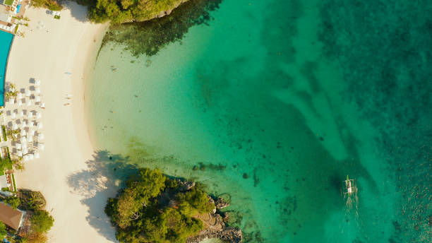 istock Boracay island with white sandy beach, Philippines 1203969247