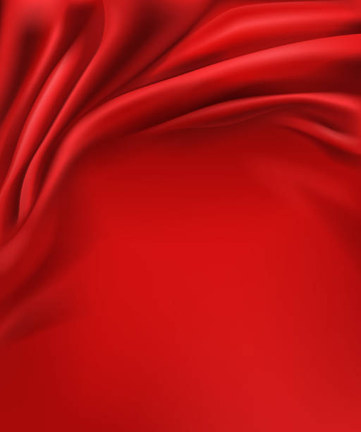 illustrations, cliparts, dessins animés et icônes de tissu de satin rouge lisse, fond vectoriel ondulé - satin red silk backgrounds