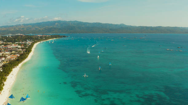 istock Boracay island with white sandy beach, Philippines 1203970761