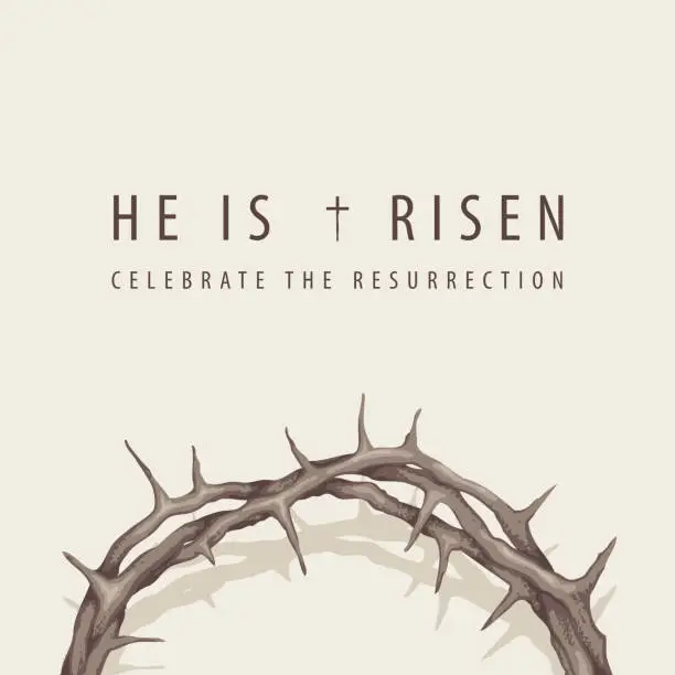 Vector illustration of Easter banner with inscription and crown of thorns