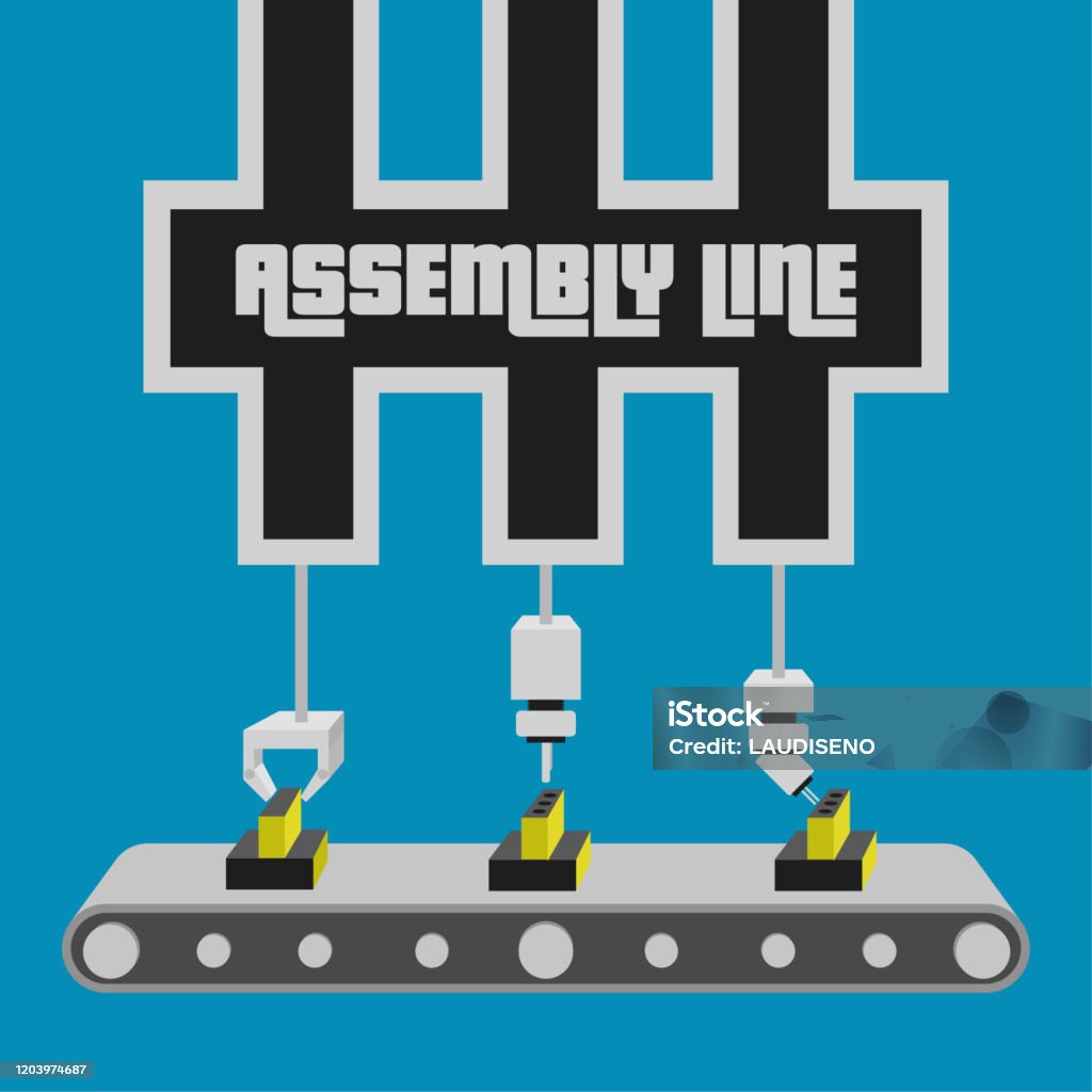 Assembly Line Paper Assembly Line Poster Stock Illustration - Download Image Now ...
