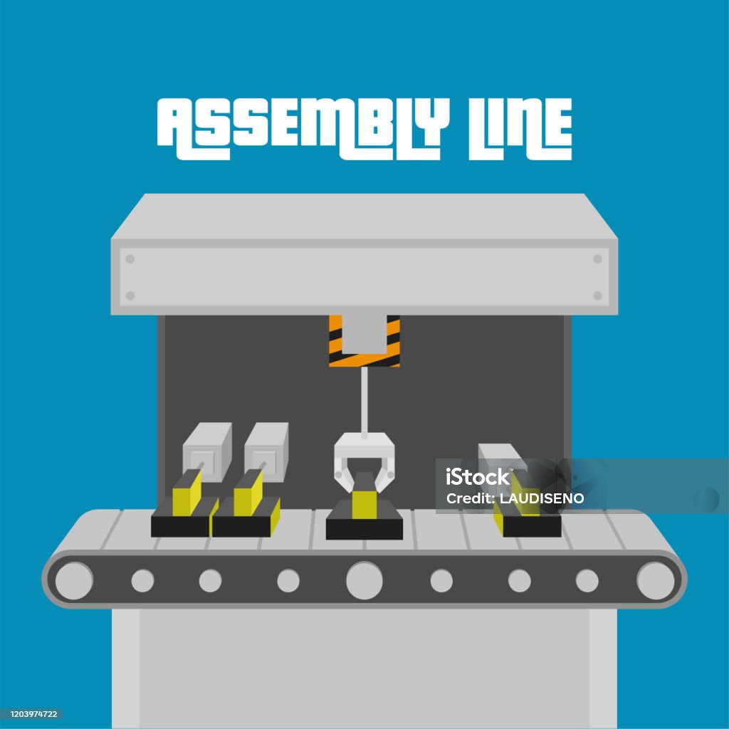 Assembly Line Paper Assembly Line Poster Stock Illustration - Download Image Now ...