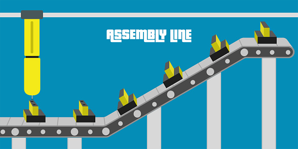 Assembly Line Paper Assembly Line Poster Stock Illustration - Download Image Now ...
