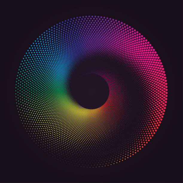 красочные круглые спиральные абстрактные радужные точки фона. иллюстрация vortex vector - fractal concentric light abstract stock illustrations