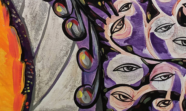istock Abstract pattern with decorative elements of the eye. Hand-drawn illustration of acrylic paints 1203979232