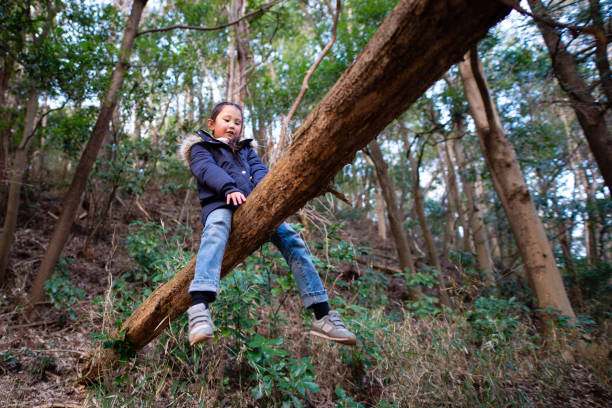 istock Girl playing in the forest 1203980703