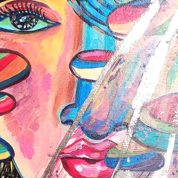 istock Abstract space plot with a human face. Hand-drawn illustration of acrylic paints-8 1203980803