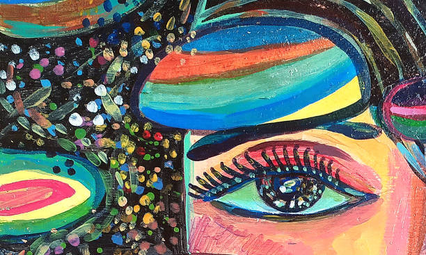 istock Abstract space plot with the human eye. Hand-drawn illustration of acrylic paints-2 1203981098