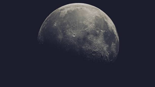 istock Realistic Moon in the outer space Isolated on Black Background, 3d rendering 1203982142