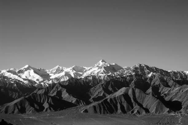 Black and White picture of Leh-Ladakh mountain ; stock photo