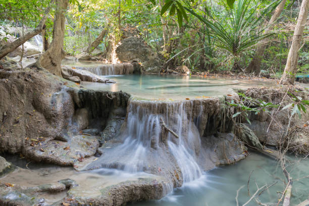 cascata di erawan - erawan falls foto e immagini stock