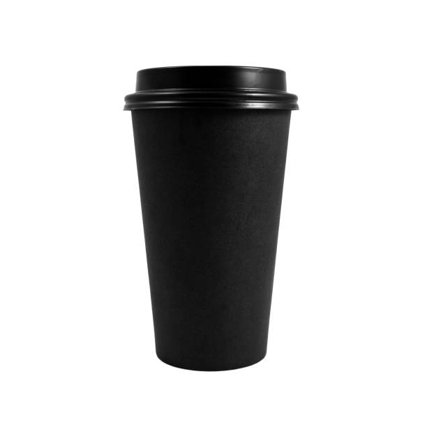 istock Takeaway black paper coffee cup isolated on white background 1203985969