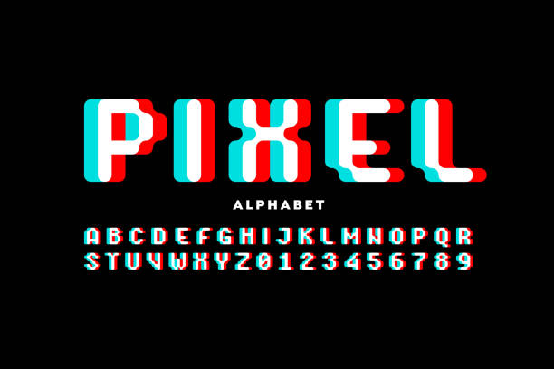 ilustrações de stock, clip art, desenhos animados e ícones de pixel style font - alphabet letter o typescript letter b