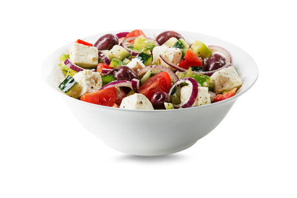 salat mit fetakäse - fruit salad fruit healthy eating making stock-fotos und bilder