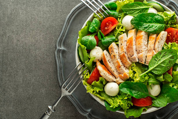 Salad with chicken breast and mozzarella