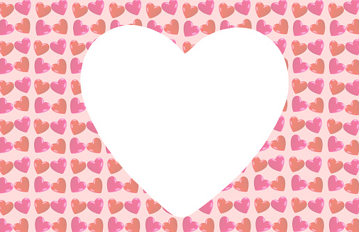 Mini red heart and pink heart in pink pastel background, with white heart shape copy space for text. for greeting card and wallpaper.